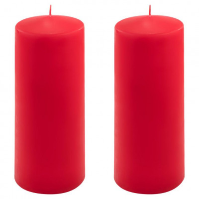 Sada stĺpových sviečok, 20 cm, Ø 7,5 cm, červená, 6 ks