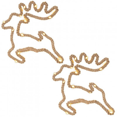 Vianočné dekorácie, sob, 28x29 cm, 20 LED, teplá biela, 2 ks