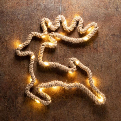 Vianočné dekorácie, sob, 28x29 cm, 20 LED, teplá biela, 2 ks