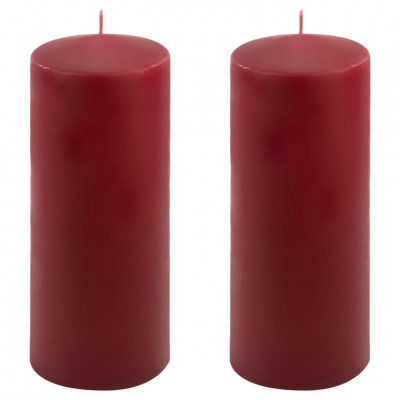 Sada stĺpových sviečok, 25 cm, Ø 10 cm, vínová, 2 ks