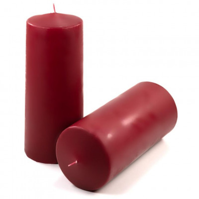 Sada stĺpových sviečok, 25 cm, Ø 10 cm, vínová, 2 ks