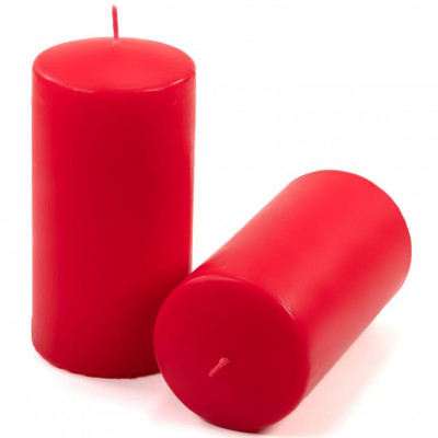 Sada stĺpových sviečok, 15 cm, Ø 7,5 cm, červená, 4 ks