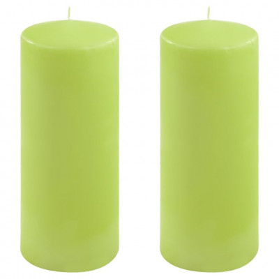 Sada stĺpových sviečok, 25 cm, Ø10 cm, svetlozelená, 2 ks