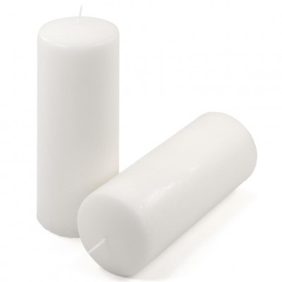 Sada stĺpových sviečok, 20 cm, Ø 7,5 cm, biela, 6 ks