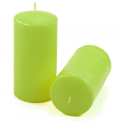 Sada stĺpových sviečok, 15 cm, Ø 7,5 cm, svetlozelená, 4 ks