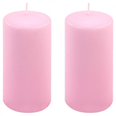 Sada stĺpových sviečok, 15 cm, Ø 7,5 cm, ružová, 2 ks