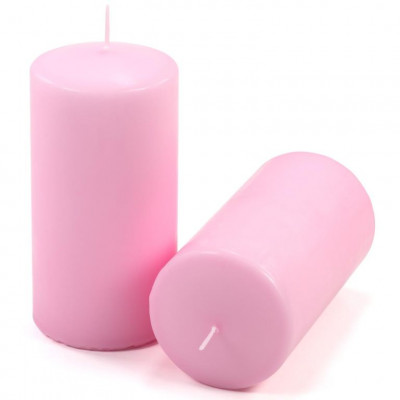 Sada stĺpových sviečok, 15 cm, Ø 7,5 cm, ružová, 2 ks