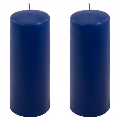 Sada stĺpových sviečok, 20 cm, Ø 7,5 cm, modrá, 2 ks