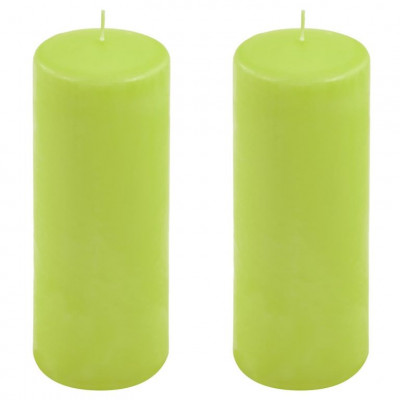 Sada stĺpových sviečok, 20 cm, Ø 7,5 cm, svetlozelená, 2 ks