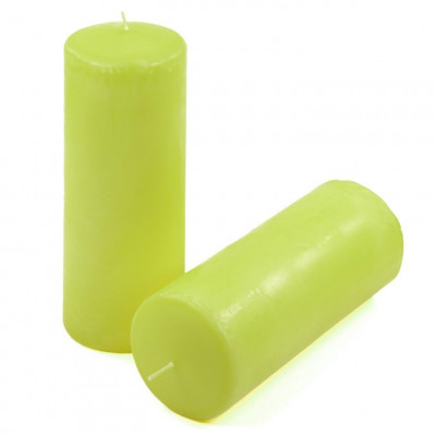Sada stĺpových sviečok, 20 cm, Ø 7,5 cm, svetlozelená, 2 ks