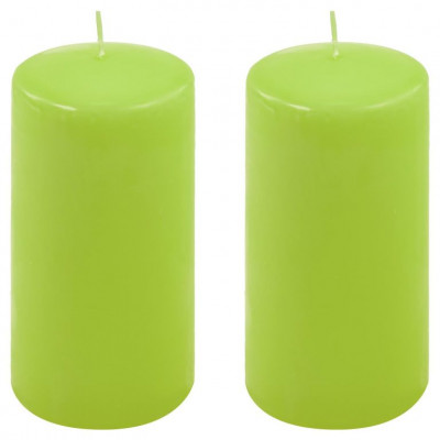 Sada stĺpových sviečok, 15 cm, Ø 7,5 cm, svetlozelená, 2 ks