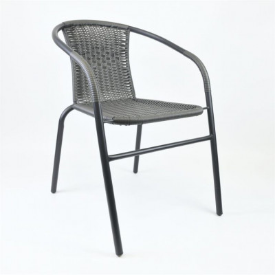 Záhradná bistro stolička, stohovateľná, sivá