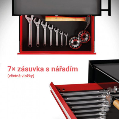 TIMBERTECH vozík na náradie, 7 zásuviek s vložkami