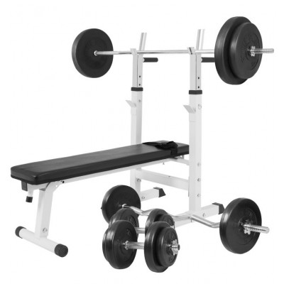 Gorilla Sports Posilňovacia lavica + nakladací set, 100 kg Gorilla Sports Posilňovacia lavica + nakladací set, 100 kg