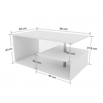 Konferenčný stolík, 90 x 50 x 41 cm, biela Konferenčný stolík, 90 x 50 x 41 cm, biela