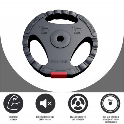 Gorilla Sports Kotúč potiahnutý plastom, výplň cement, 15 kg