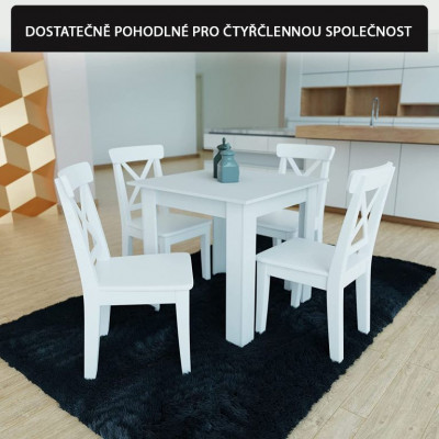 MIADOMODO jedálenský stôl pre 4 osoby, biely, 80x80x76,5 cm MIADOMODO jedálenský stôl pre 4 osoby, biely, 80x80x76,5 cm