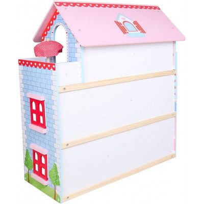 Drevený domček pre bábiky s LED svetlom, 60,5 x 71 x 32,5 cm