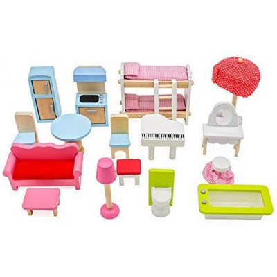 Drevený domček pre bábiky s LED svetlom, 60,5 x 71 x 32,5 cm