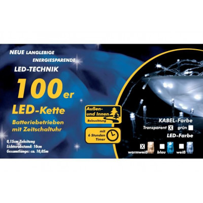 NEXOS Vianočná reťaz 10 m, 100  LED diód, teplá biela