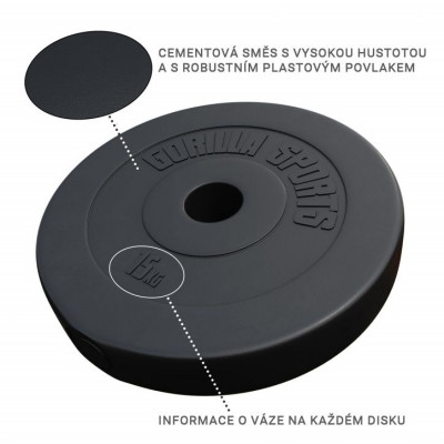 Gorilla Sports Činkový kotúč Olympia, plast, 15 kg