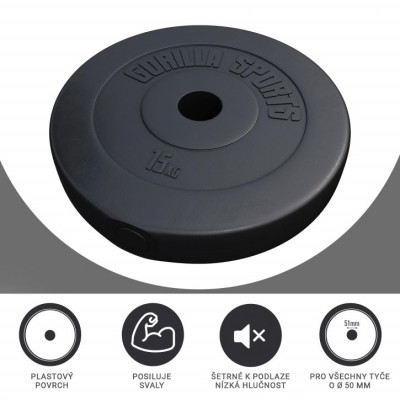 Gorilla Sports Činkový kotúč Olympia, plast, 15 kg