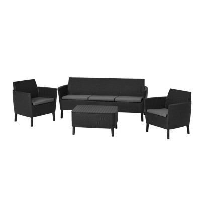 Záhradný polyratanový set SALEMO 3 seater - grafit