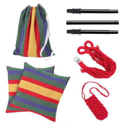 MIADOMODO Závesné hojdacie kreslo, farebné, dovnútra aj von