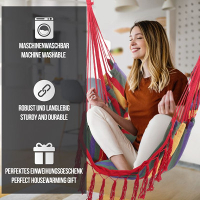 MIADOMODO Závesné hojdacie kreslo, farebné, dovnútra aj von