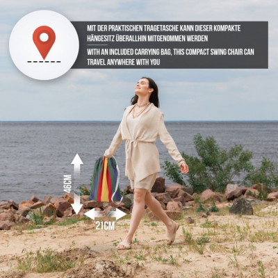 MIADOMODO Závesné hojdacie kreslo, farebné, dovnútra aj von