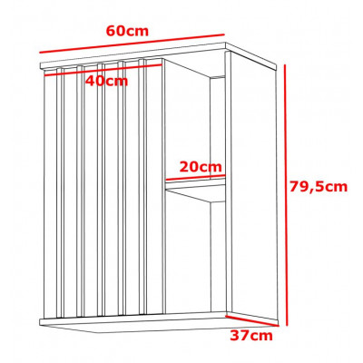 Závesná skrinka 60 cm s lamelovými dvierkami