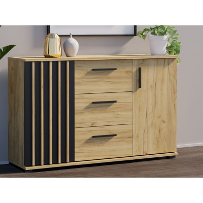 Dubová komoda 140 cm so zásuvkami a úchytkami