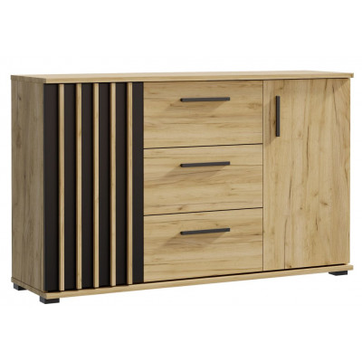 Dubová komoda 140 cm so zásuvkami a úchytkami