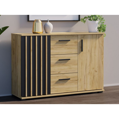 Komoda 120 cm dub craft so zásuvkami a úchytkami