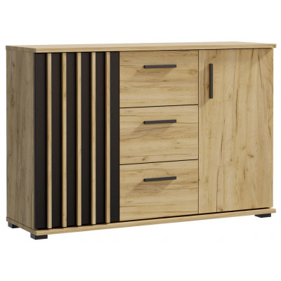 Komoda 120 cm dub craft so zásuvkami a úchytkami