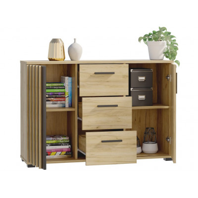 Komoda 120 cm dub craft so zásuvkami a úchytkami