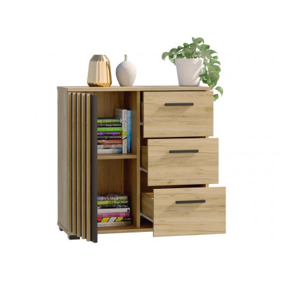 Dubová komoda 80 cm so zásuvkami a úchytkami