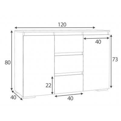 Komoda 120 cm, biela
