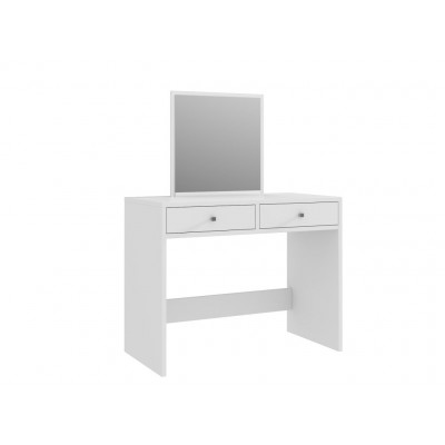 Biely toaletný stolík s kozmetickým zrkadlom, 2 zásuvky