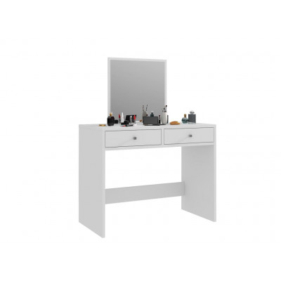 Biely toaletný stolík s kozmetickým zrkadlom, 2 zásuvky