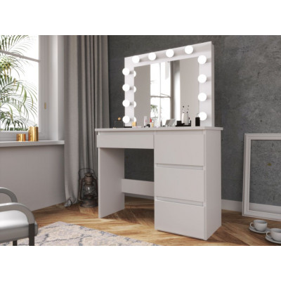 Toaletný stolík s LED zrkadlom biely