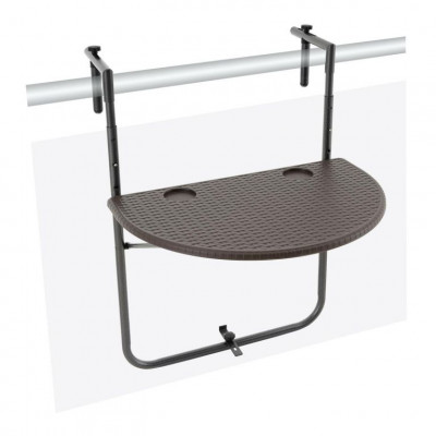 Závesný sklopný stolík ratanového vzhľadu - hnedý