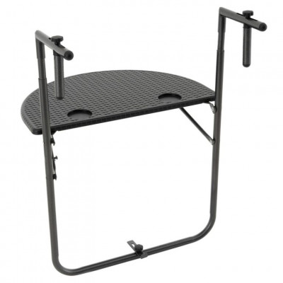 Závesný sklopný stolík ratanového vzhľadu - čierny