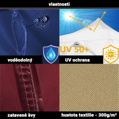 Záhradný párty stan 3 x 6 m INSTENT - nožnicový - čierna