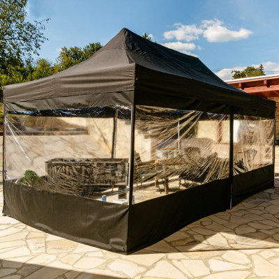 Záhradný párty stan 3 x 6 m INSTENT - nožnicový - čierna