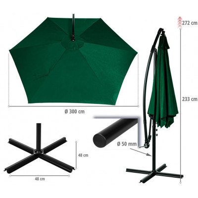 STILISTA slnečník Ø 3 m, 180 g/m², červený + poťah