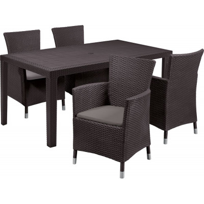 Záhradné kreslo MONTANA - hnedé + sivohnedé podušky