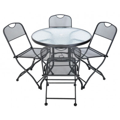 Záhradný stôl ZWMT Ø 80 cm kovový so sklenenou doskou