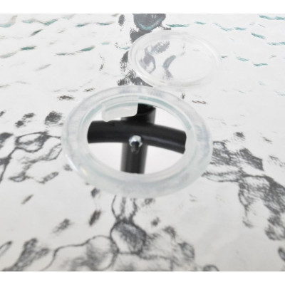 Záhradný stôl ZWMT Ø 80 cm kovový so sklenenou doskou