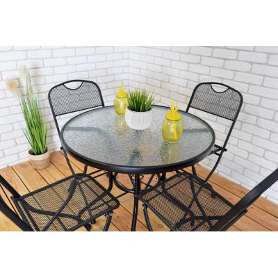 Záhradný stôl ZWMT Ø 80 cm kovový so sklenenou doskou